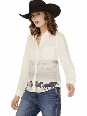 Vintage Threads-Wild Horses Button-Up Blouse - Ivory. NWT’s